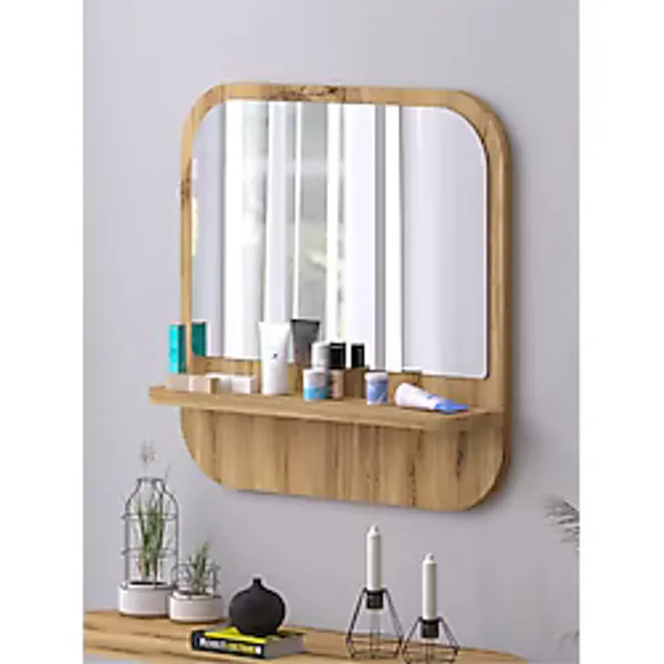 nysamo Raflı Kare 45 cm Koridor Dresuar Konsol Duvar Salon Banyo Ofis Çocuk Yatak Oda raflı Aynası