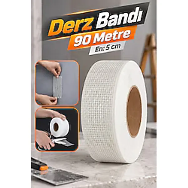 Nzb 90 Metre Yapışkanlı Derz Bandı Iç Dış Cephe Sıva Filesi 5 Cm Tamir Sıvası Yalıtım Montalama Bant