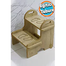 NZB Ahşap Dekoratif Basamak Tabure Çocuk Bebek Banyo Wc Lavabo Merdiven Yükseltici Eğitici Kaymaz Ta