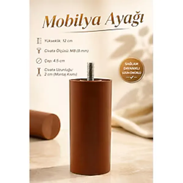Nzb Gizli Mobilya Kanepe Sehpa Tv Ünitesi Koltuk Orta Destek Ayağı 12 cm Kahverengi Baza Ayak