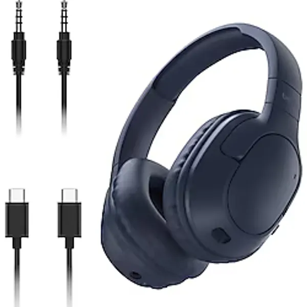 Nzm Store Soundform Surround Bluetooth Kulak Üstü Kulaklık, Gürültü Engelleme, Kablosuz, 60 Saat Çalma Süresi, Yumuşak Kulak Yastıkları, Iphone, Galaxy, Ipad, Seyahat, Ev, Ofis İçin, Mavi - 00-Siyah