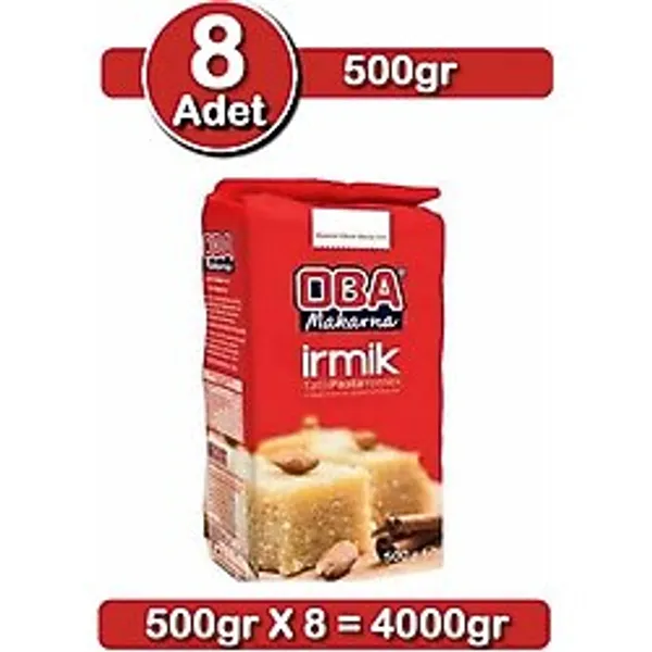 Oba Tatlılık İrmik 500 g x 8 Adet Şekerparelik - Helvalık