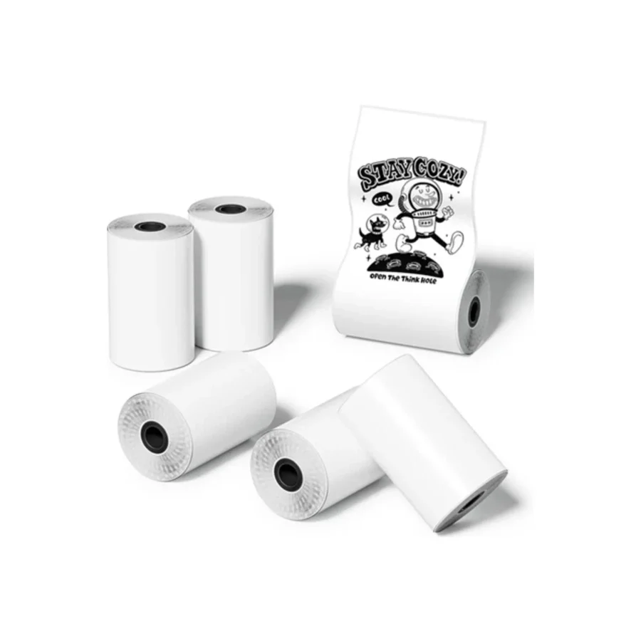 Obay 6 Rulo Mini Cep Yazıcı Etiket Kağıdı, 30 x 57MM Cep Yazıcısı İçin Kendinden Yapışkanlı Termal Kağıt