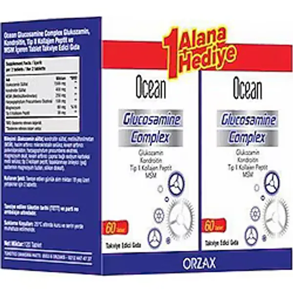 Ocean Glucosamine Complex 60 Tablet 1 Alana 1 Hediye Glukozamin ve Kondroitin İçeren Takviye Edici Gıda