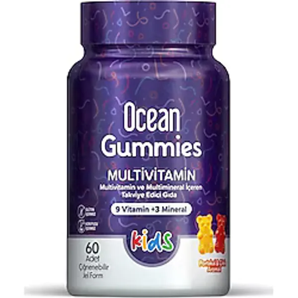 Ocean Gummies Multivitamin Kids 60 Adet Çiğnenebilir Jel Form Portakal Aromalı 9 Vitamin + 3 Mineral