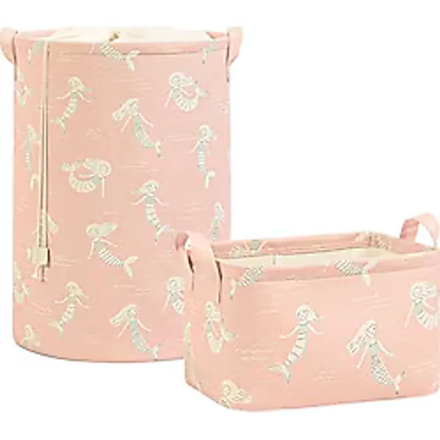 Ocean Home Textile 2'li Çocuk Odası Deniz Kızı Sepet Set 1 Adet 30 x 21 x 18 / 36 x 50 cm