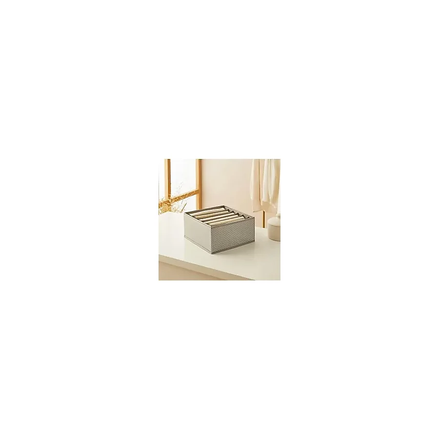 Ocean Home Textile 6 Bölmeli Gri Balıksırtı Çekmece İçi Düzenleyici Kutu 28 x 28 x 13 cm