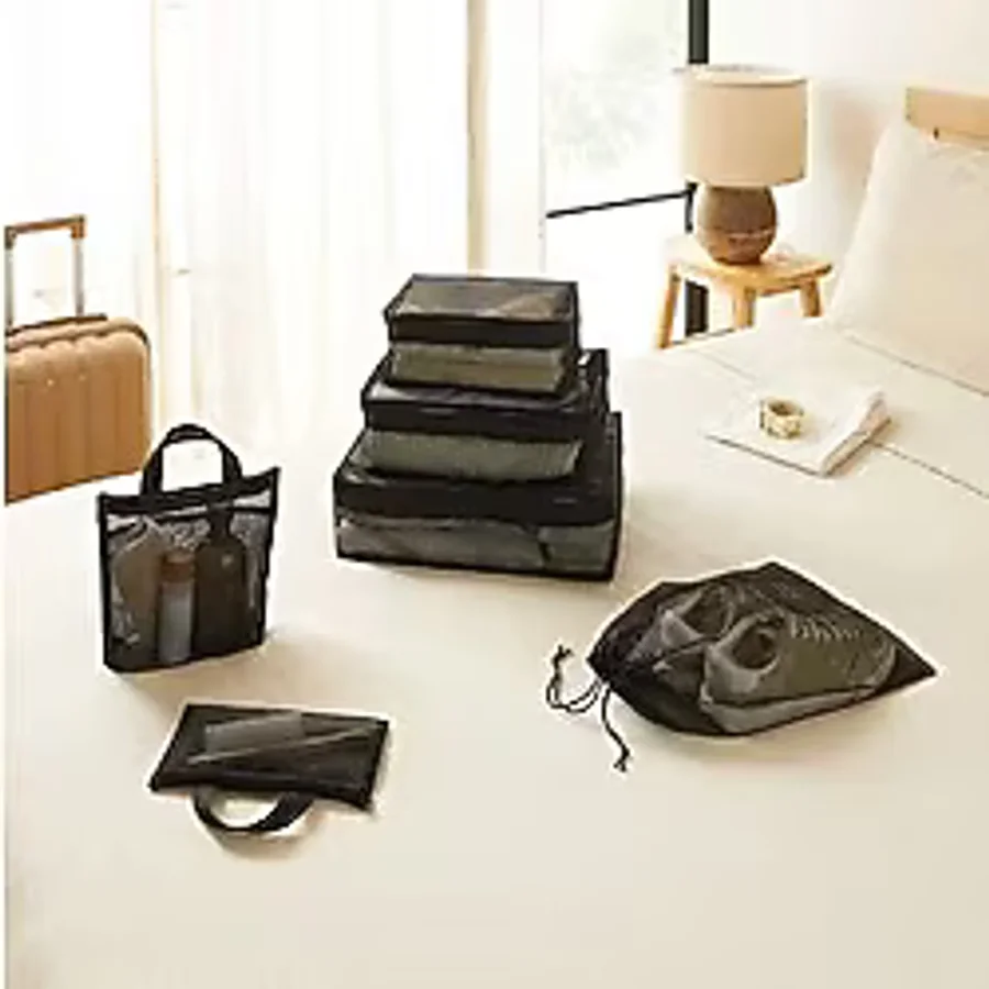 Ocean Home Textile 6'lı Siyah Renk File Bavul İçi Düzenleyici Set