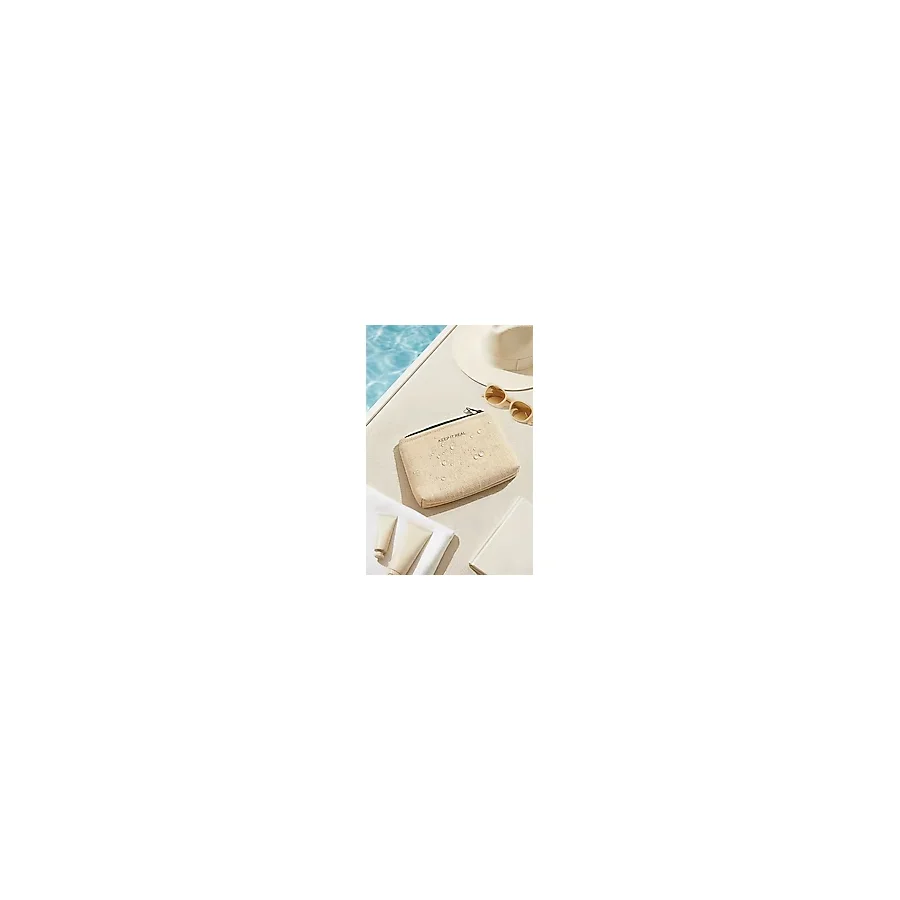 Ocean Home Textile Termal Yalıtımlı Güneşten Koruyan Su İtici Leke Tutmaz Jüt Keten Makyaj İlaç Çantası 15x11 x6