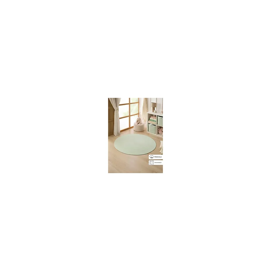Ocean Home Textile Yıkanabilir Mint Kırçıllı Pamuklu Halı Kilim Ø 120 cm