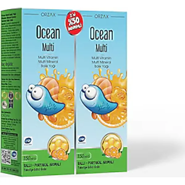 Ocean Multi Omega 3 Ballı Portakal Aromalı Balık Yağı 150 ml 2'li