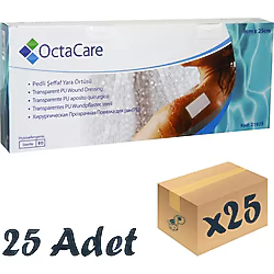 OctaCare Şeffaf Su Geçirmez Yara Örtüsü Tekli Steril Paket 9 CM x 25 CM 25 Adet