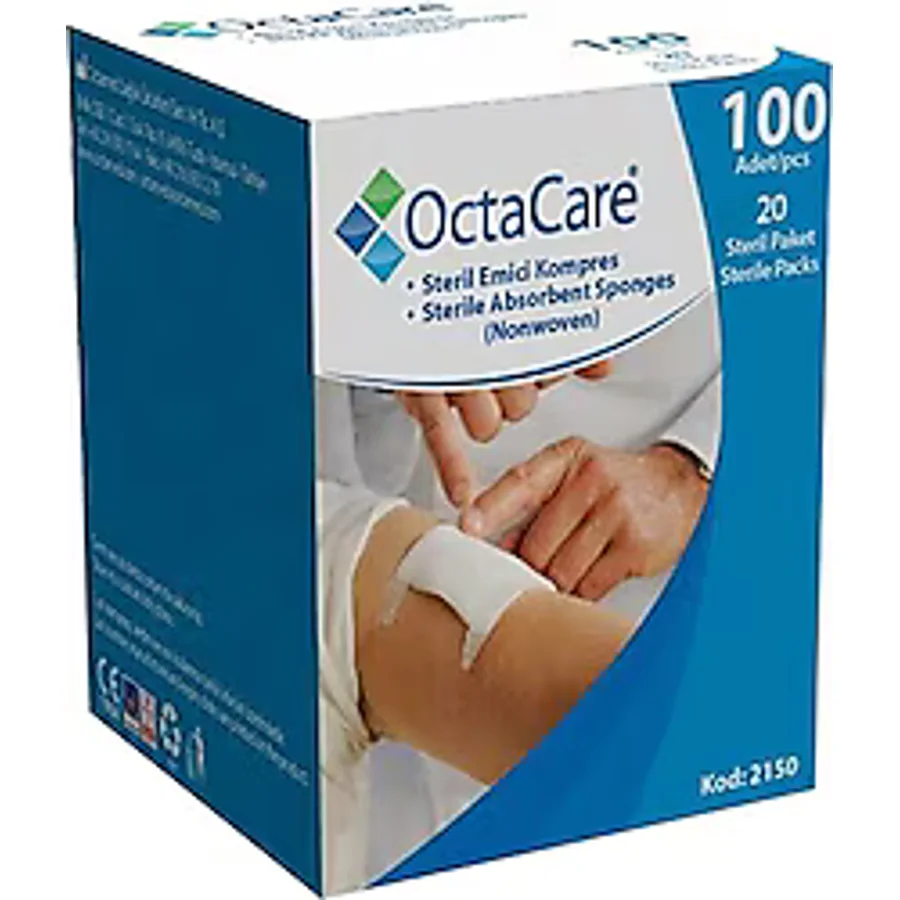 OctaCare Steril 4 Kat 7.5 cm x 7.5 cm 100'lü Emici Kompres Gazlı Bez