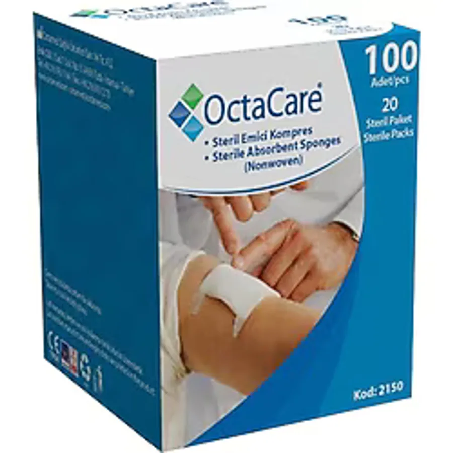 OctaCare Steril Kompres Gazlı Bez 7,5 x 7,5 cm 100'lü 10 Paket