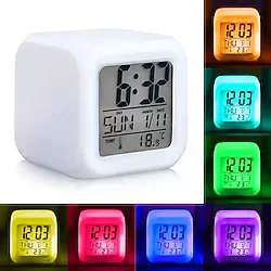 oddity 7 Renk Xxl Alarmlı Dijital Küp Lcd Işıklı Saat 8x8x8 Cm Xxl Çocuk Odası Hafıza Pilli