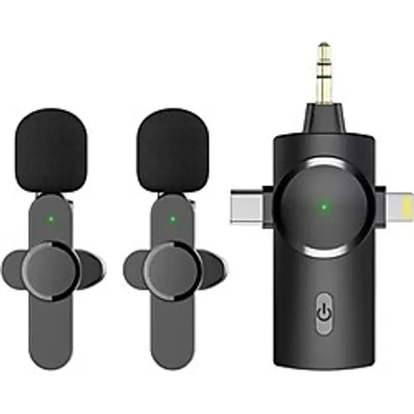 OEM Kablosuz 3 In 1 Type C - Lightning - 3,5mm Cep Telefonu Yaka Mikrofonu