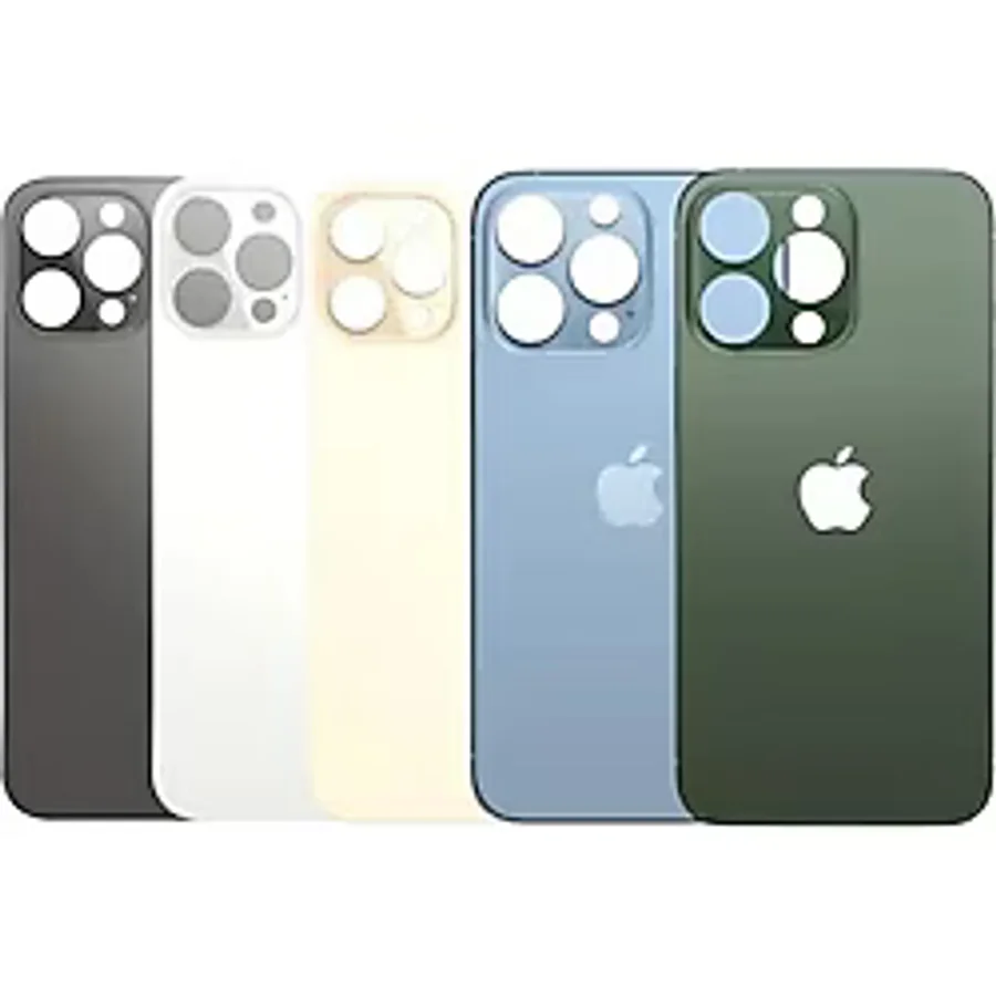 OEM Uyumlu İphone 13 Pro Max Arka Kapak Lazer Kesim Süper Kalite Cam -- Mavi