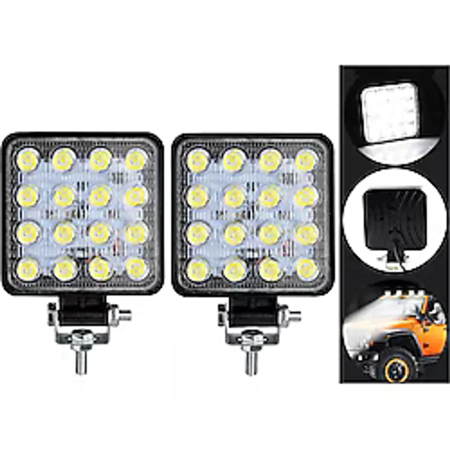 Off Road Sis Farı - Lamba 16 Led Kare Çalışma Lambası 2 Adet