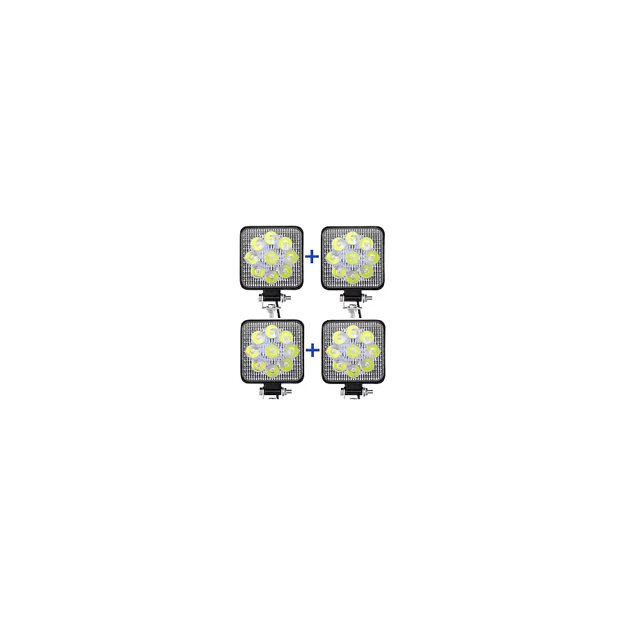 Off Road Sis Farı Sis Lambası 9 Led Kare 4 Lü Paket