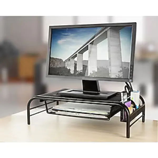 Office Force Raflı Ve 2 Cepli Monitör Ekran Yükseltici Siyah