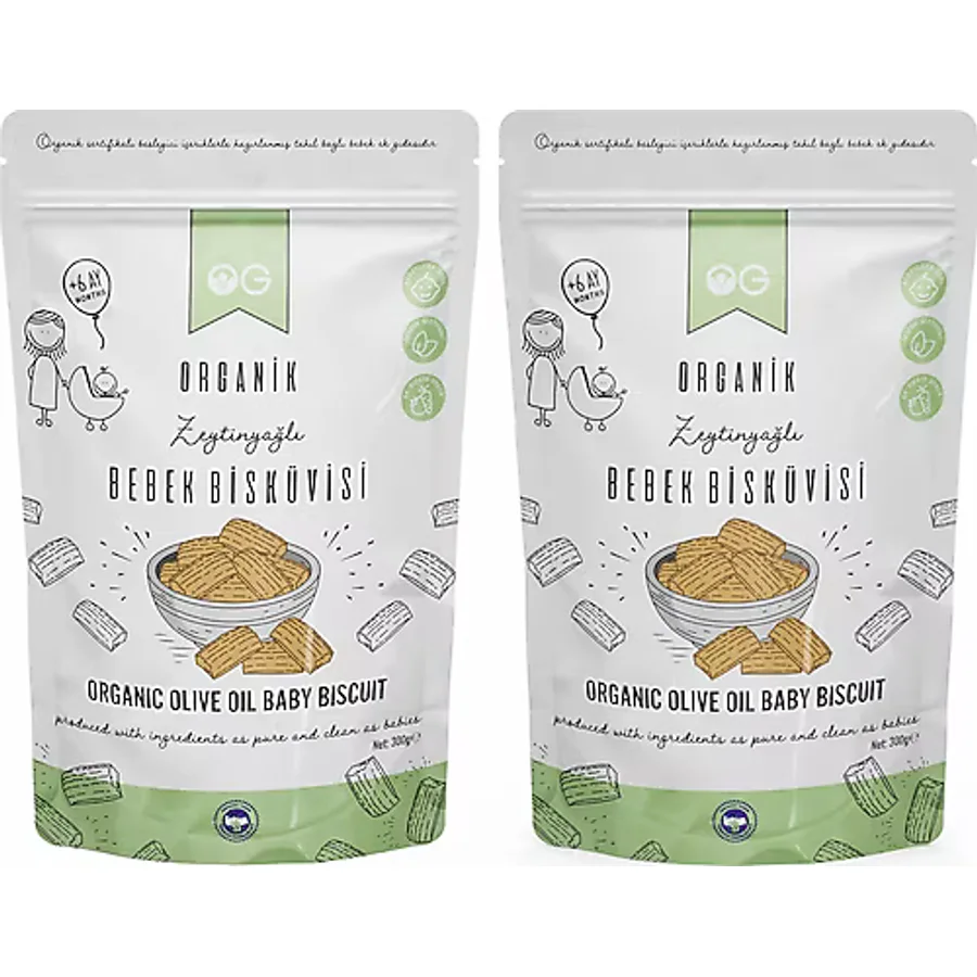 OG Natural 2'li Organik Bebek Bisküvisi 2 x 300 Gr +6 Ay