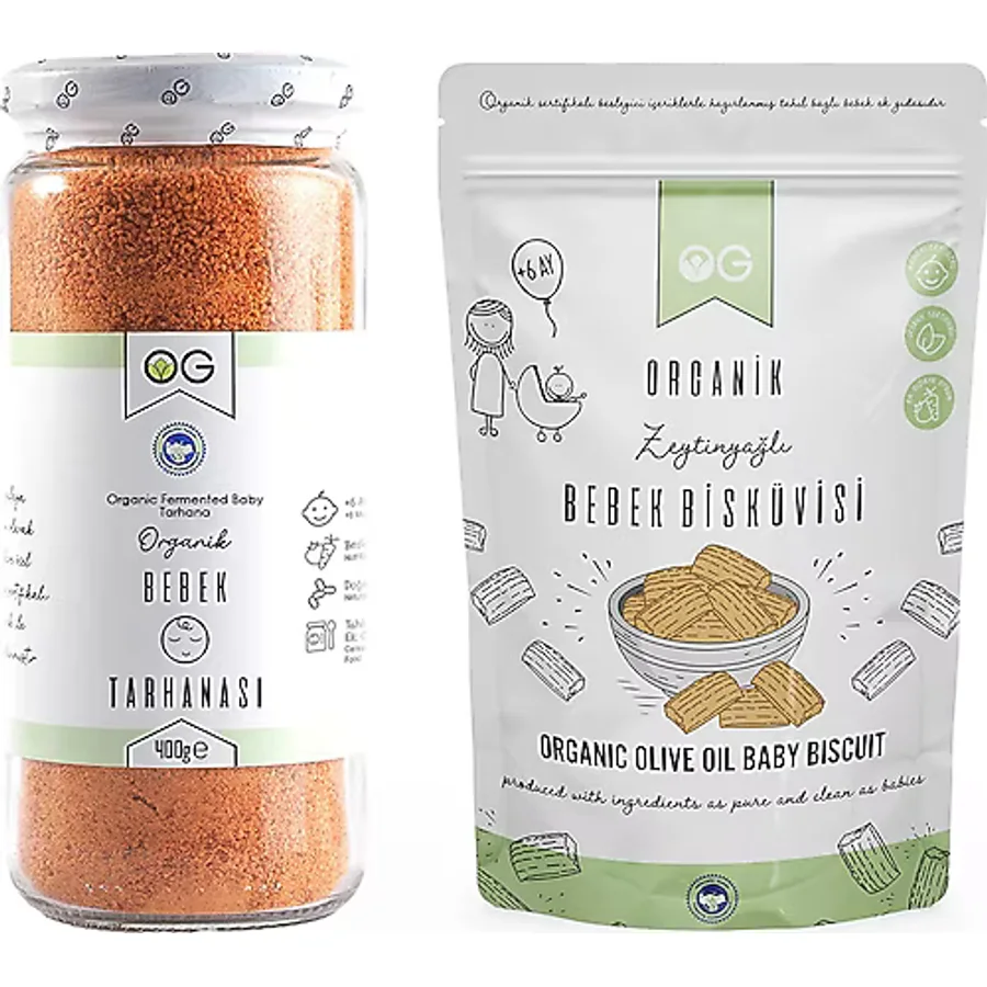 OG natural Organik Bebek Tarhanası Ve Organik Bebek Bisküvi Seti +6 Ay