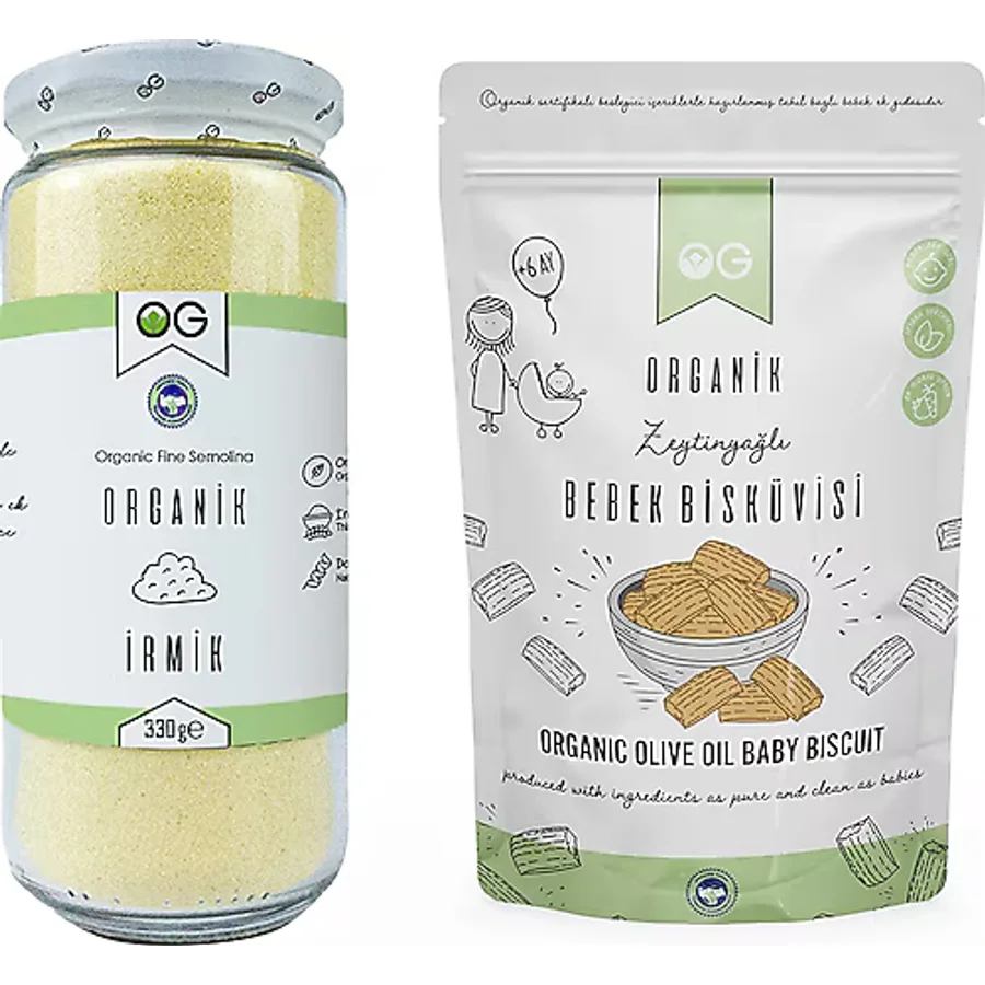 OG natural Organik İrmik ve Organik Bebek Bisküvi Seti
