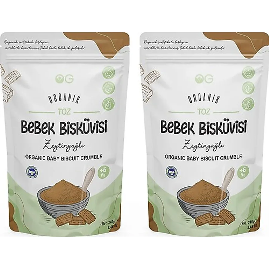 Og Natural2'li Organik Zeytinyağlı Bebek Bisküvi Tozu Seti