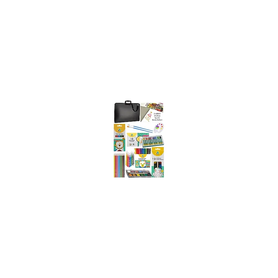 Öğrenci Boyama Seti 10 Parça 1 Paket 35X50 Resim Çantası Resim Defter Adel Sulu Boya Kuru Boya Pastel Boya Keçeli Kalem