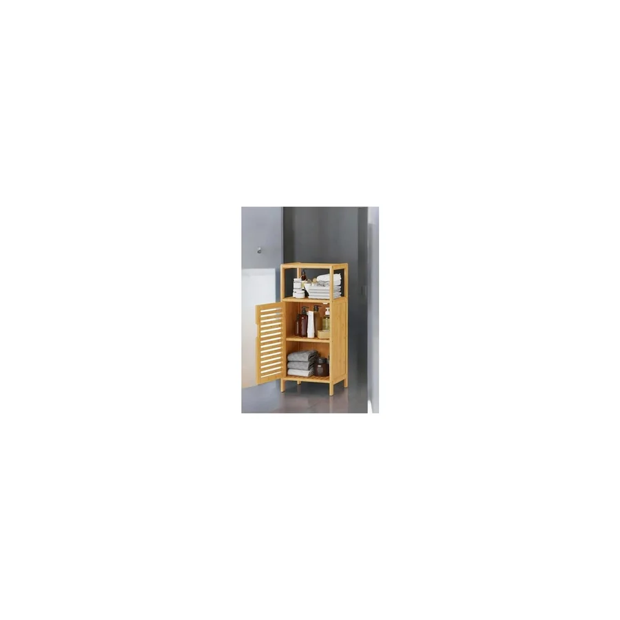 Ohbe Express Bambu 1 Kapaklı 2 Raflı Çok Amaçlı Banyo Düzenleyici Organizer Dik Dolap DB-0043 - 0-Koyu Mavi - Option-1