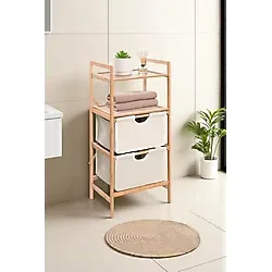 Ohbe Express Bambu 2 Raflı 2 Çekmeceli Banyo Düzenleyici Çekmeceli Dolap Komodin DB-0045 - 0-Koyu Mavi - Option-1