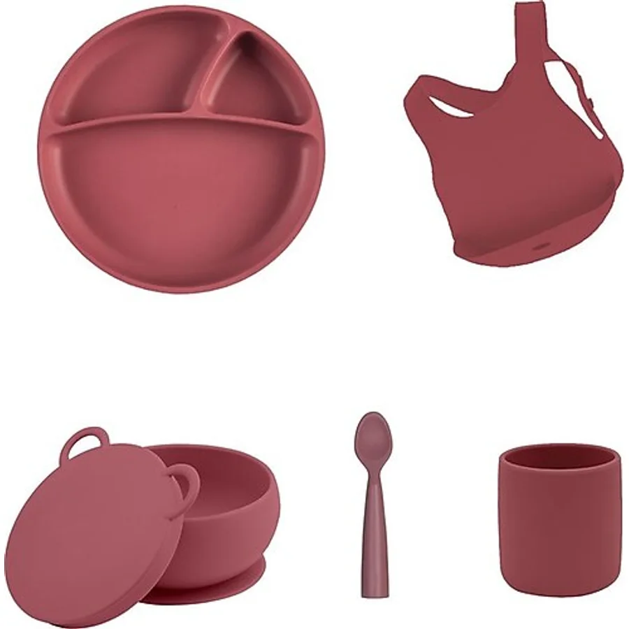 Oioi 5 Parça Önlüklü Set - Bordo