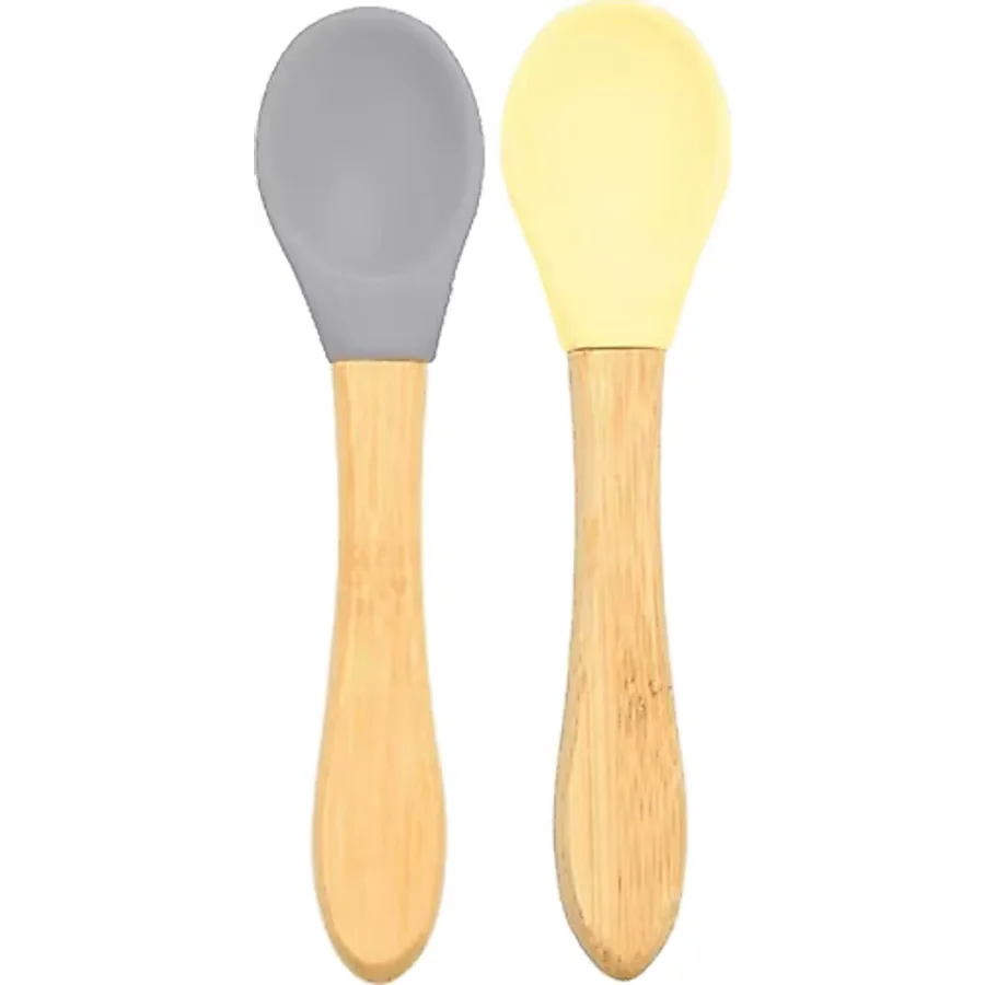 OİOİ Bambu Saplı 2'li Silikon Kaşık Gri-Sarı