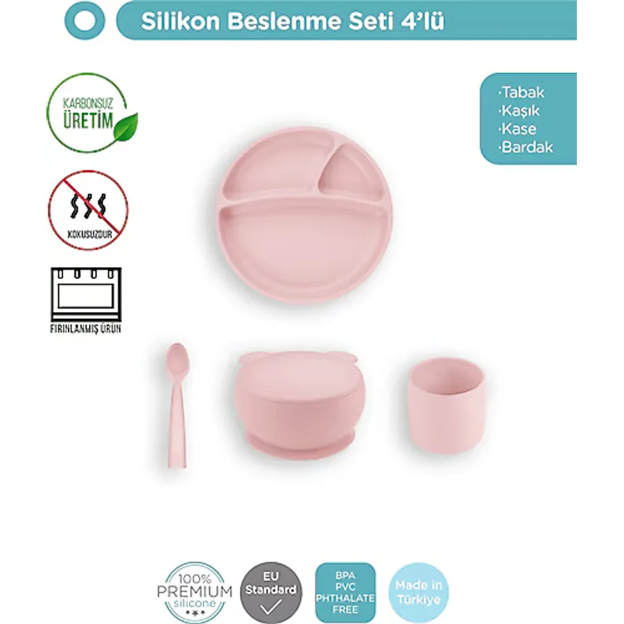 Oioi Pinky Pink Dörtlü Set(Tabak+Bardak+Kaşık+Kapaklıkase)