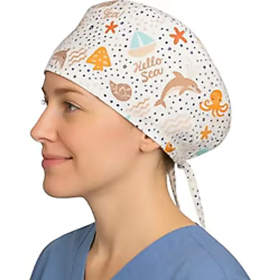 Okanmed Balık Desenli Doktor Hemşire Aşçı Cerrahi Bone Hastane Bone Bandana M382