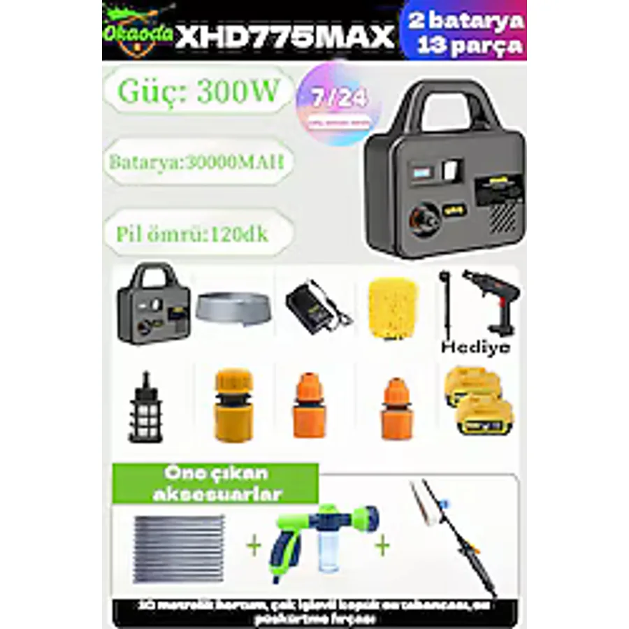 Okaoda XHD775MAX Çift Akülü Yüksek Basınçlı Yıkama Makinesi