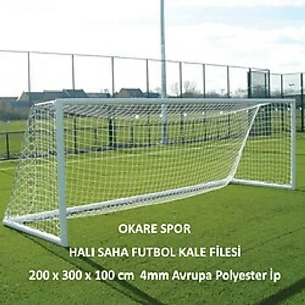 Okare Spor Halı Saha Futbol Kale Filesi 2X3x1m- 4 Mm Polyester İp