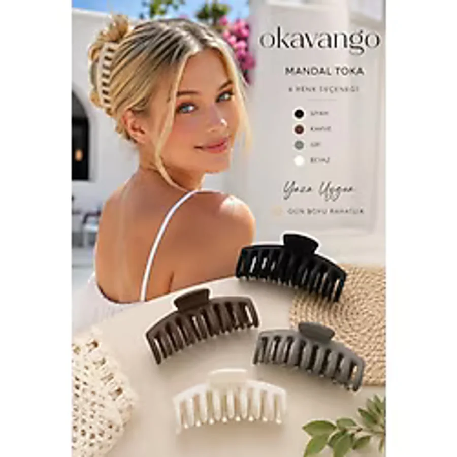 okavango Mandal Toka Kadın Siyah Kahve Kadın Çocuk Mandal Toka, Lastik Toka Seti, Toka Organizer, Toka, Kız Çocuk Toka, Kadife Toka (11CM) 4'lü Set