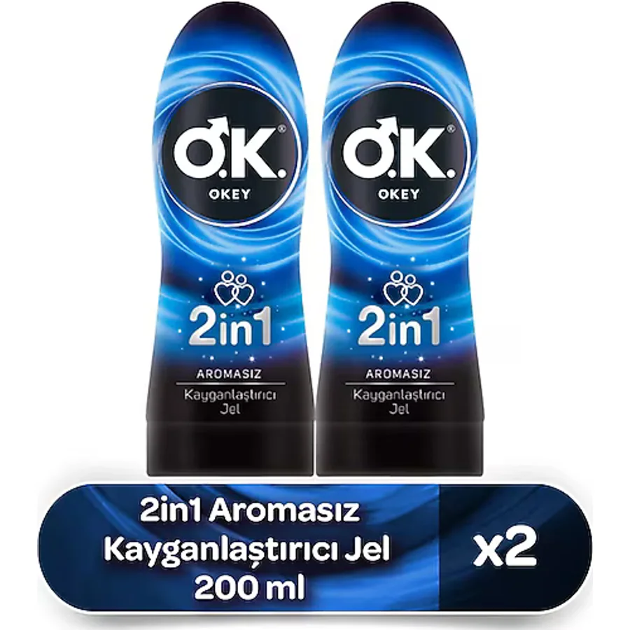 Okey 2in1 Aromasız Kayganlaştırıcı Jel 200 ml 2'li