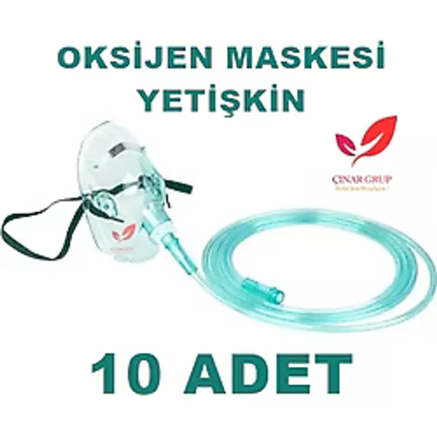 Oksijen Solunum Maskesi Haznesiz Yetişkin Maske (10 Adet)