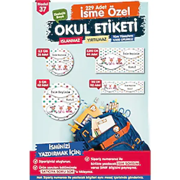 Okul Etiketi Cry Babies Kalem Defter Etiketi Özel İsim Yazılabilen Etiket Seti - İsim Etiketi-T565-OE37