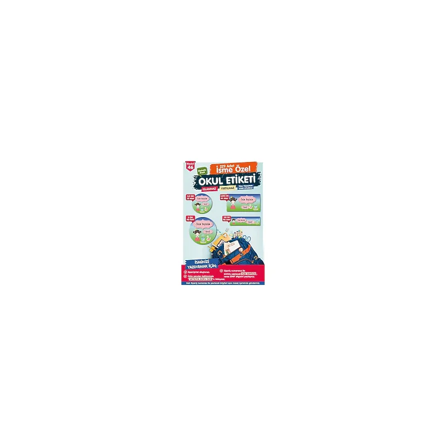 Okul Etiketi Kalem Defter Etiketi Özel İsim Yazılabilen Etiket Seti - İsim Etiketi-OE46