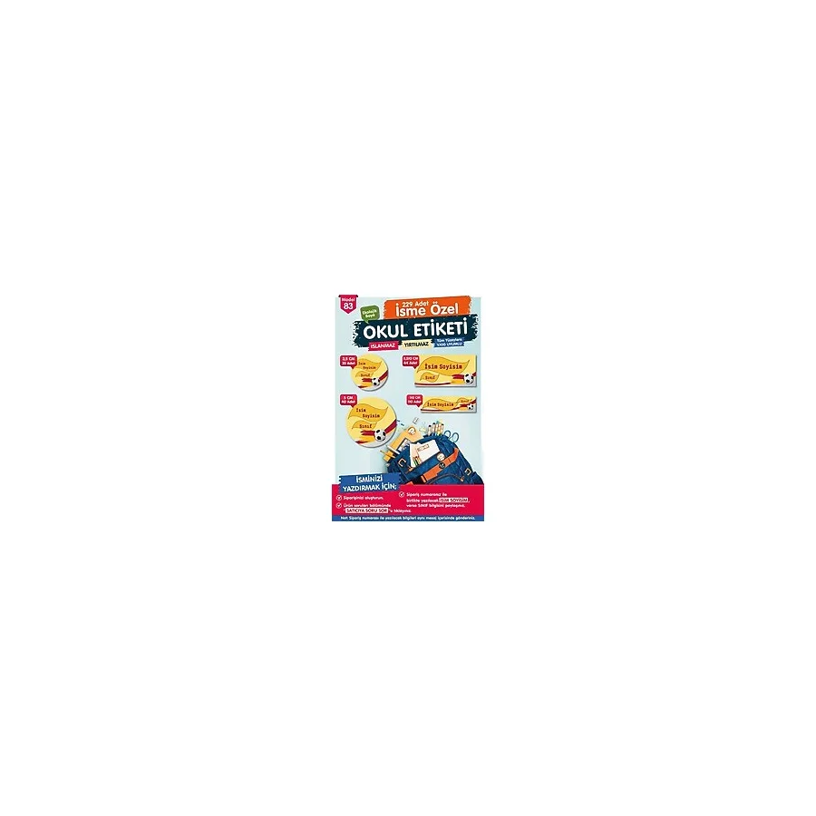 Okul Etiketi Kalem Defter Etiketi Özel Isim Yazilabilen Etiket Seti - Isim Etiketi-T527-Oe83