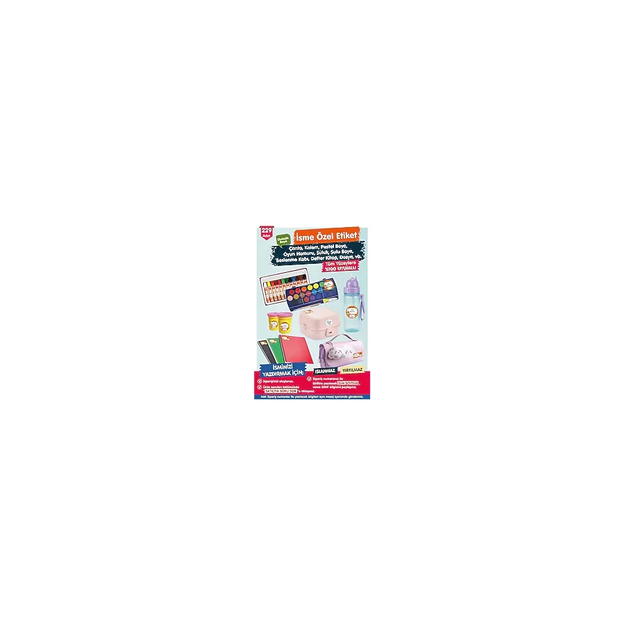 Okul Etiketi Kalem Defter Etiketi Özel İsim Yazılabilen Etiket Seti - İsim Etiketi-T534-OE89