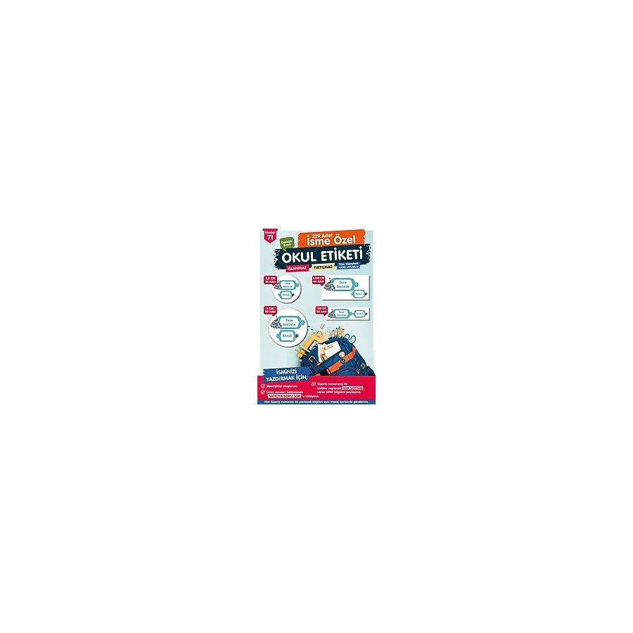 Okul Etiketi Kalem Defter Etiketi Özel Isim Yazilabilen Etiket Seti - Isim Etiketi-T517-Oe71