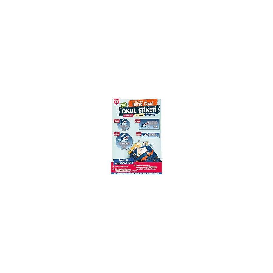 Okul Etiketi Kalem Defter Etiketi Özel İsim Yazılabilen Etiket Seti - İsim Etiketi-T538-OE92