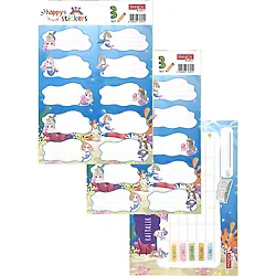 Okul Etiketi Kız Modeli 10 lu 2 Yaprak Ders Programlı 1 Paket Defter Kitap Etiketi Desenli Renkli Etiket
