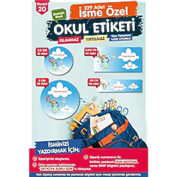 Okul Etiketi Küçük Prens Kalem Defter Etiketi Özel İsim Yazılabilen Etiket Seti - İsim Etiketi-T552-OE20