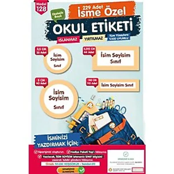 Okul Etiketi Pudra beyaz Çerçeve Temalı Kalem Defter Etiketi Özel İsim Yazılabilen Etiket Seti - İsim Etiketi-T1050-OE128
