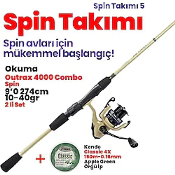 Okuma Outrax 4000 Combo Spin 9'0 274cm 10-40gr Makine Kamış İp Misina Set